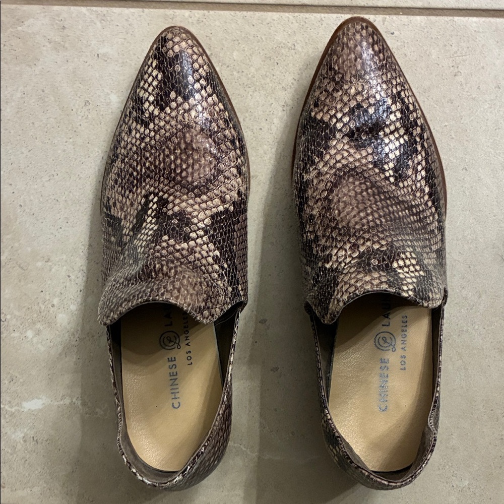 Chinese Laundry Brown Snakeskin Slip-Ons